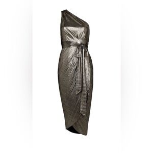 Ted Baker London Gabria One Shoulder Metallic Midi Gown